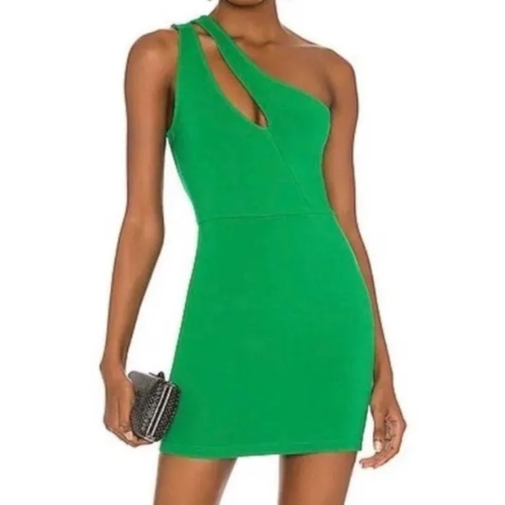 superdown Nava Assymetrical Mini Dress in Kelly Green